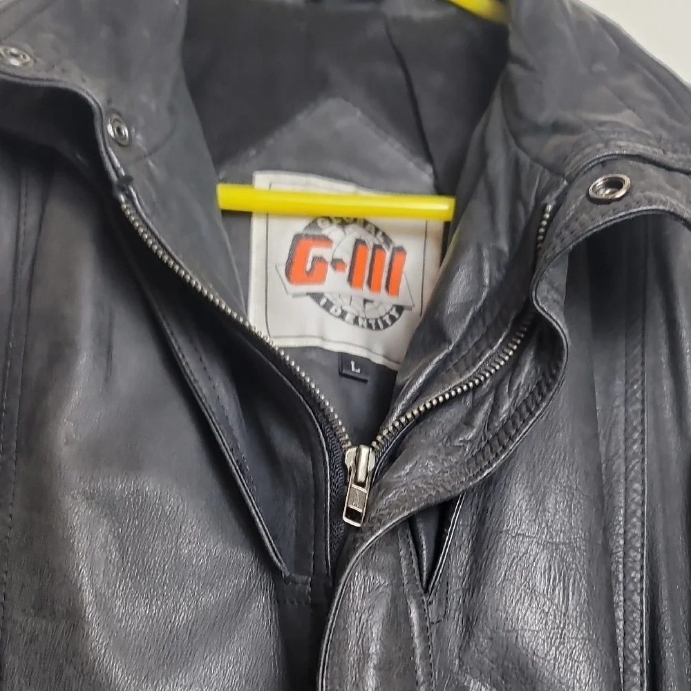 Classic Black Leather Bomber Jacket